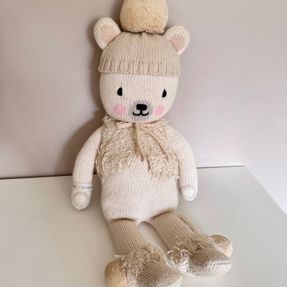 Cuddle + Kind Stella the Polar Bear Winter Hat Handcrafted Knit Plush Doll Peru